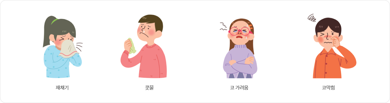 재채기,콧물,코 가려움, 코막힘